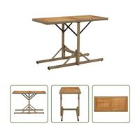The Living Store Table de jardin Beige Bois massif Acacia et Poly Rattan