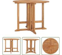 The Living Store Table de jardin pliante Ø90x75 cm en teck massif