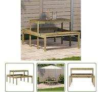 The Living Store Table de pique-nique 110x134x75 cm Bois de pin imprégné