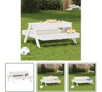 The Living Store Table de pique-nique avec bac à sable pour enfants Blanc Pin massif