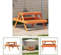 The Living Store Table de pique-nique brun cire 105x134x75 cm pin massif