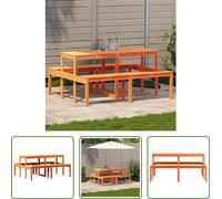 The Living Store Table de pique-nique brun cireux 160x134x75 cm pin massif