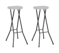 The Living Store Tabouret de bar pliable 2 pcs. PEHD et acier blanc