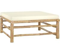 The Living Store Tabouret de jardin avec coussin Blanc crème Bambou