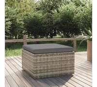 The Living Store Tabouret de jardin avec coussin Gris 55x55x30 cm Poly rotin