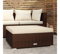 The Living Store Tabouret de jardin avec coussin Marron 70x70x30 cm Poly rotin