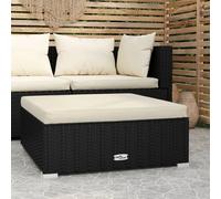 The Living Store Tabouret de jardin avec coussin Noir 70x70x30 cm Poly rotin