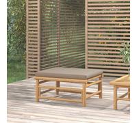 The Living Store Tabouret de jardin avec coussin taupe en bambou
