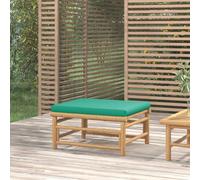 The Living Store Tabouret de jardin avec coussin vert en bambou