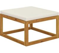 The Living Store Tabouret de pied avec coussin blanc crème Acacia massif