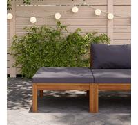 The Living Store Tabouret de pied avec coussin gris foncé en acacia massif