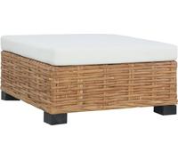 The Living Store Tabouret de pied avec revêtement en rotin naturel