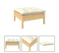 The Living Store Tabouret de pied d'extérieur avec coussin Pin massif