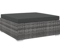 The Living Store Tabouret de pied modulaire 1 pc + coussins Poly rotin gris
