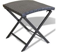The Living Store Tabouret pliable Poly rotin noir