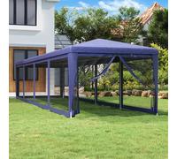 The Living Store Tente de réception avec 10 parois latérales en maille bleue 3x12 m HDPE