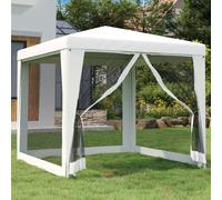 The Living Store Tente de réception avec 4 parois latérales en filet 2,5 x 2,5 m Blanc
