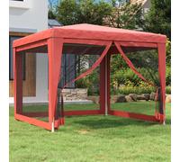 The Living Store Tente de réception avec 4 parois latérales en maille rouge 3x3 m HDPE
