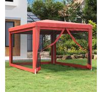 The Living Store Tente de réception avec 4 parois latérales en maille rouge 3x4 m HDPE