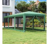 The Living Store Tente de réception avec 8 parois latérales en maille Vert 3x9 m HDPE