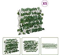 The Living Store Treillis avec feuilles de vigne artificielles 5 pcs. Extensible 190x60cm