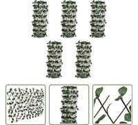 The Living Store treillis de clôture en osier 5 pcs avec feuilles artificielles 180x30 cm