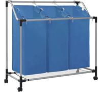 The Living Store Trieur à linge avec 3 poches bleu acier