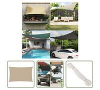 The Living Store Voile d'ombrage Oxford Tissu Rectangulaire 4x7 m Beige