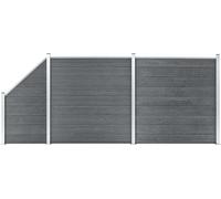 The Living Store WPC Clôture Set 2 Carrés + 1 Pente 446x186 cm Gris