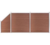 The Living Store WPC Clôture Set 2 Carrés + 1 Pente 446x186 cm Marron