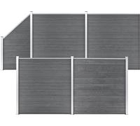 The Living Store WPC Clôture Set 4 Carrés + 1 Pente 792x186 cm Gris