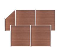 The Living Store WPC Clôture Set 4 Carrés + 1 Pente 792x186 cm Marron