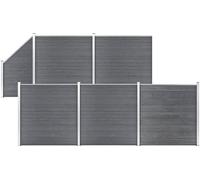 The Living Store WPC Clôture Set 5 Carrés + 1 Pente 965x186 cm Gris