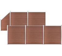 The Living Store WPC Clôture Set 5 Carrés + 1 Pente 965x186 cm Marron