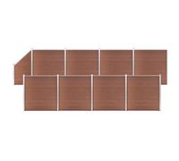 The Living Store WPC Clôture Set 8 Carrés + 1 Pente 1484x186 cm Marron
