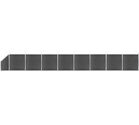 The Living Store Zaunelement Set WPC 1484x(105-186) cm Schwarz