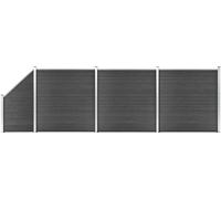 The Living Store Zaunelement Set WPC 619x(105-186) cm Schwarz