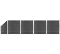 The Living Store Zaunelement Set WPC 792x(105-186)cm Schwarz