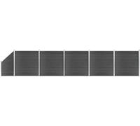 The Living Store Zaunelement Set WPC 965x(105-186) cm Schwarz