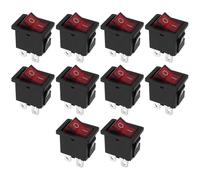 The Lord of the Tools 10 interrupteurs à bascule DPST 4 broches 6 A 250 V lumineux (rouge) KCD1-104 pour voiture et bateau (21 x 15 mm)