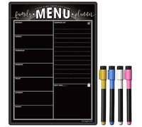 The Magnet Shop Planificateur hebdomadaire pour menu familial A4 - Planificateur de repas effaçable à sec, tableau blanc et liste de courses pour votre maison, cuisine, réfrigérateur - avec 4 stylos