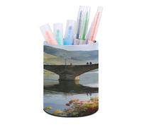 The Morning Light on the Stone Bridge Porte-stylo pour bureau élégant et mignon Porte-crayons multifonction en cuir Grande capacité Organiseur moderne minimaliste pour pinceaux de maquillage pour la