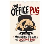 The office pug mastering the art of looking busy (Wall Calendar 2027 DIN A4 portrait), CALVENDO 12 Month Wall Calendar: Office humor with a sleepy pug