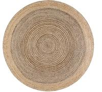 THE PIKKU INTERNATIONAL Tapis en Jute tressé à la Main Rond Style Ferme, Salon, Couloir, Gris et Beige, 140 x 140 cm