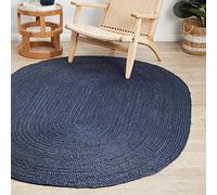 THE PIKKU INTERNATIONAL Tapis Ovale en Jute Fait à la Main pour Salon, Couloir, Salon, Couloir (Bleu, 200 x 300 cm)