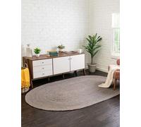 THE PIKKU INTERNATIONAL Tapis Ovale en Jute Fait à la Main pour Salon, Couloir, Salon, Couloir (Gris Clair, 230 cm x 320 cm)