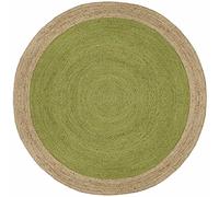 THE PIKKU INTERNATIONAL - Tapis Rond en Jute tressé à la Main - Tapis Rustique pour Salon et Couloir (Vert et Beige, 60 x 60 cm)