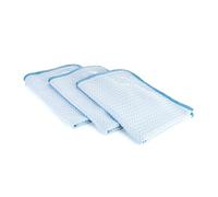 The Rag Company - Dry Me A River - Mélange Professionnel coréen 70/30, Tissage gaufré, Serviettes de séchage et de Nettoyage, Bords en Daim Doux, 390 g/m², 40,6 x 61 cm, Bleu Clair (Lot de 3)