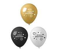 THE REPLICANT Accessoire de Fête/Pack de 8 Ballons Joyeux Anniversaire / 3 Couleurs différentes : Noir, Blanc, Doré
