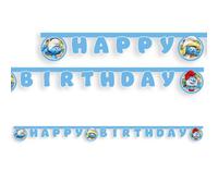 The Schtroumpfs Bannière en papier avec inscription « Happy Birthday » 1,8 m